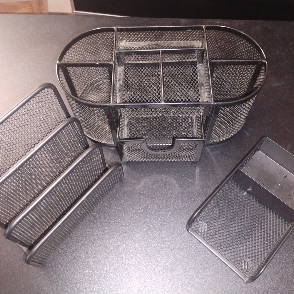 3 Piece Black Mesh Desk Organizer Set